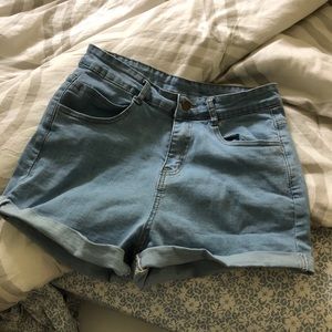 High waisted jean shorts